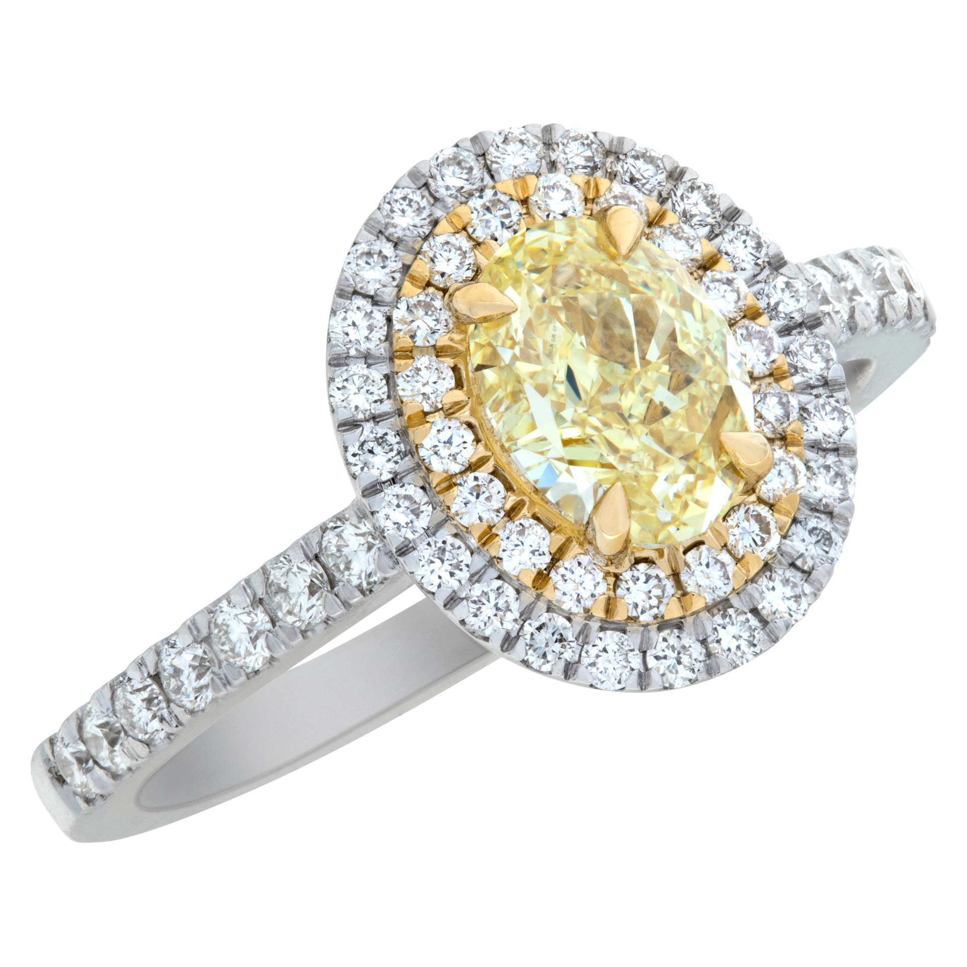 Yellow diamond ring in 18k white gold image 3