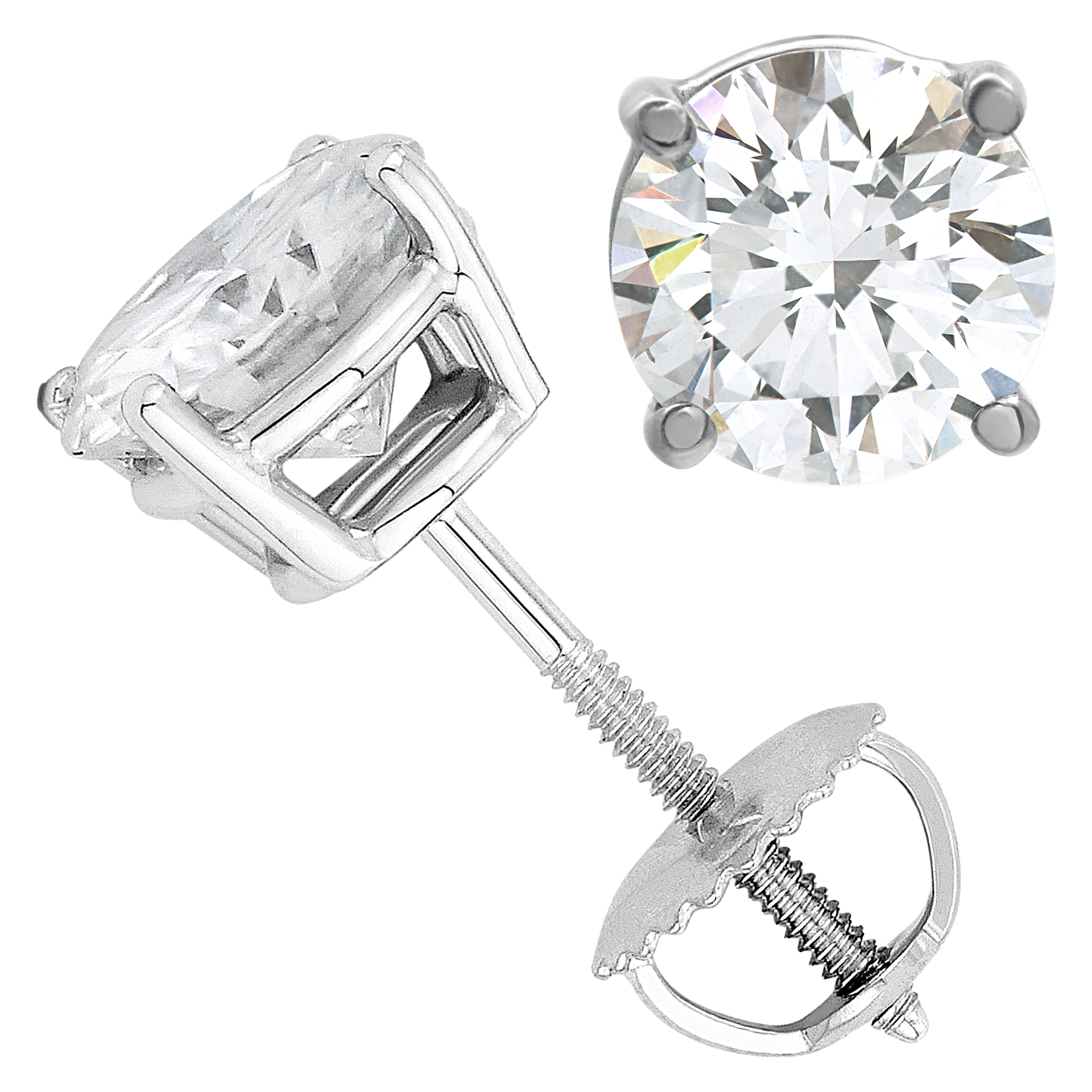 Pair of Diamond studs: 2.01 carats (I color, SI1 clarity) and 2.01 carats (H color, SI2 clarity). image 2