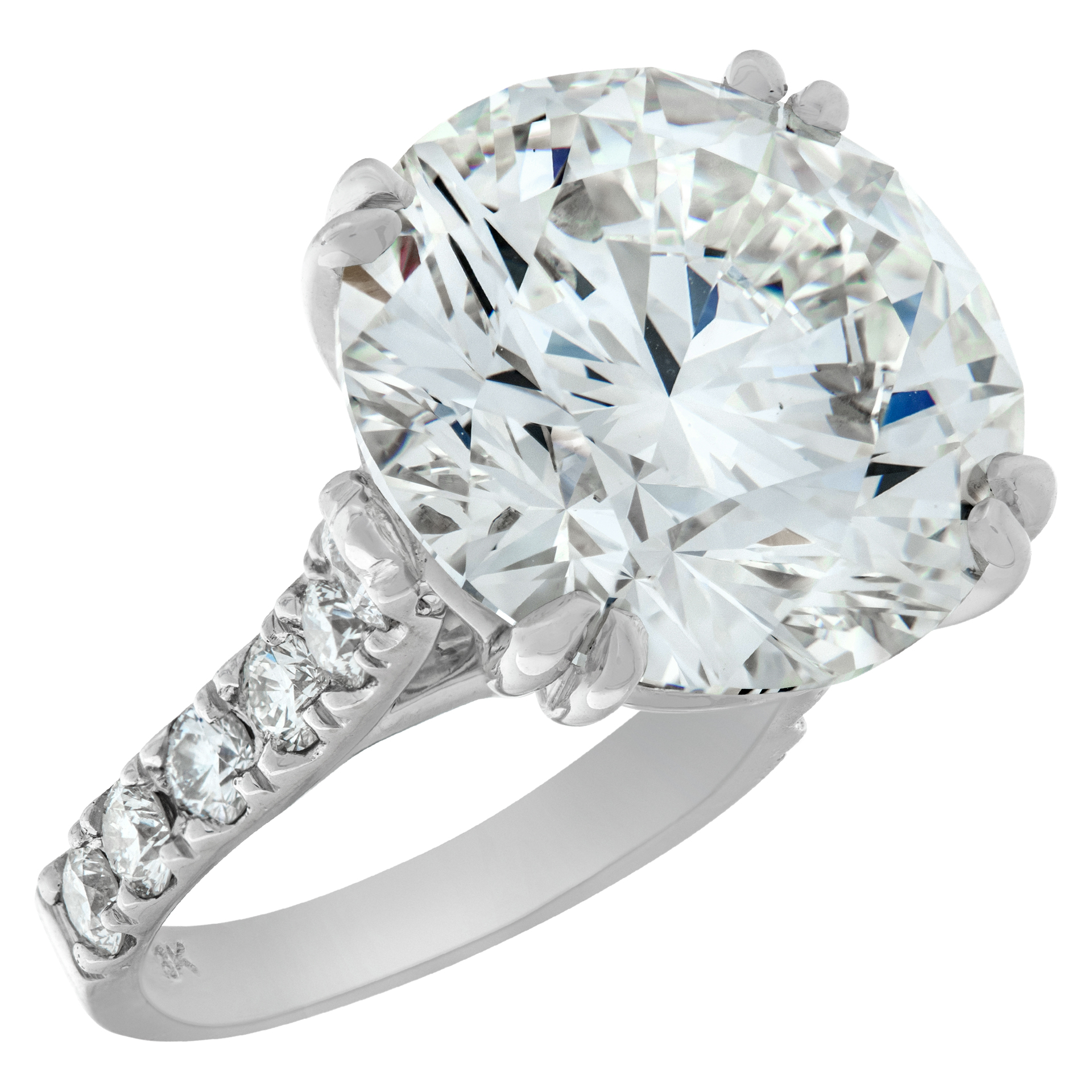 GIA Certified 16.92 carats round brilliant cut diamond set in 18K diamonds white gold ring. I color, image 4