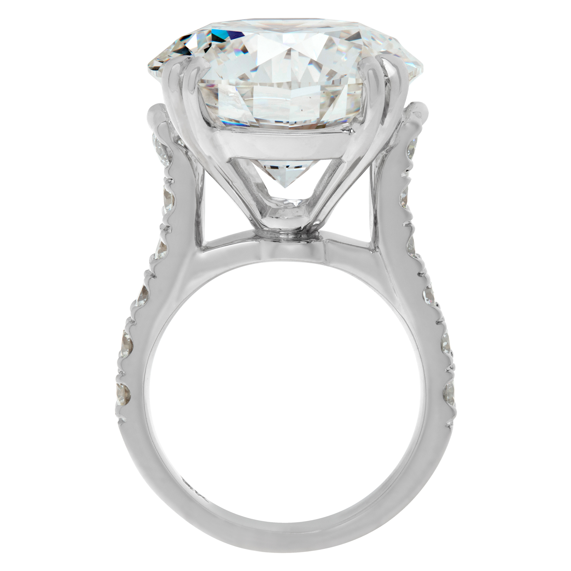 GIA Certified 16.92 carats round brilliant cut diamond set in 18K diamonds white gold ring. I color, image 7