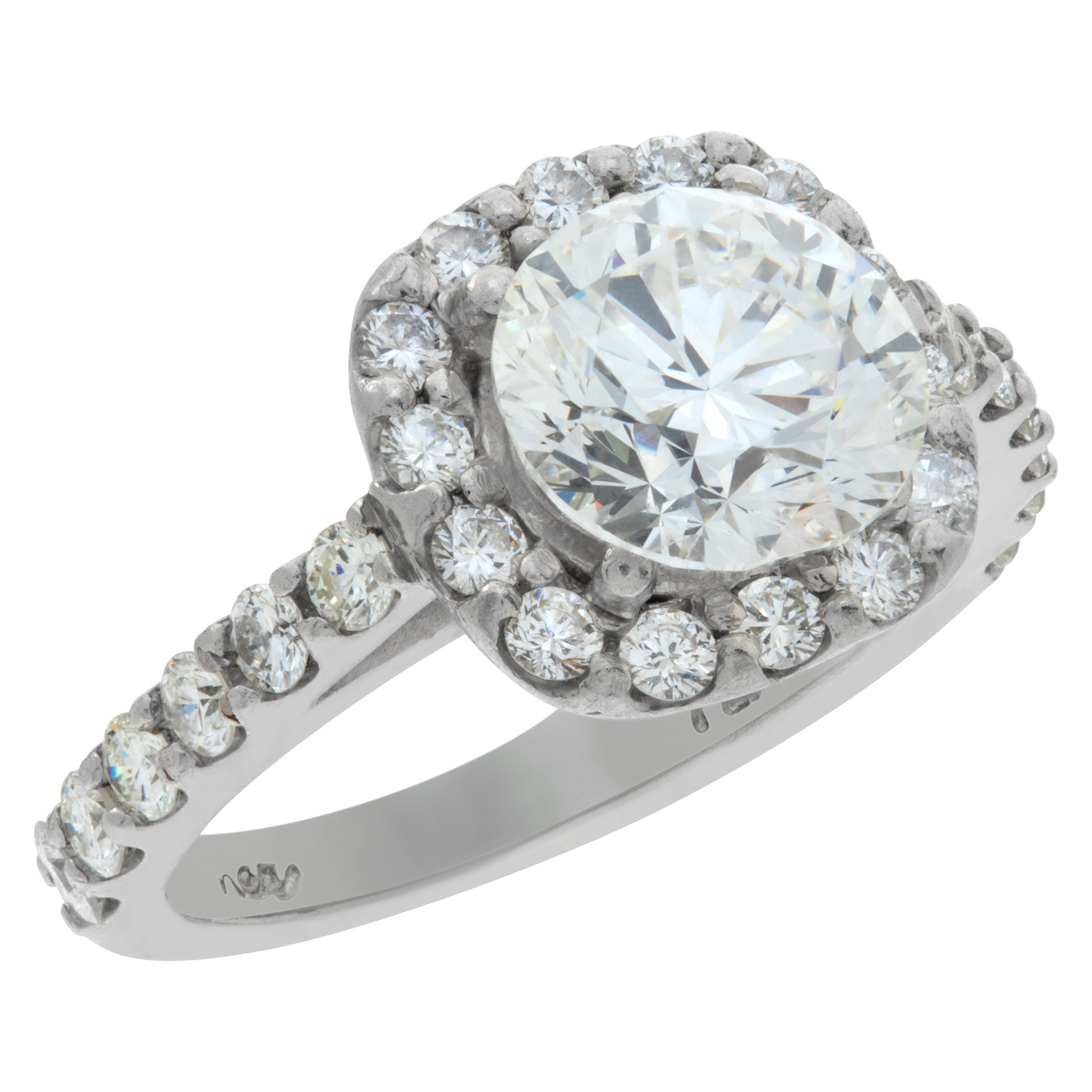 GIA certified round brilliant cut diamond 2.03 carat ( I color, SI1 clarity) ring set in platrinum image 3