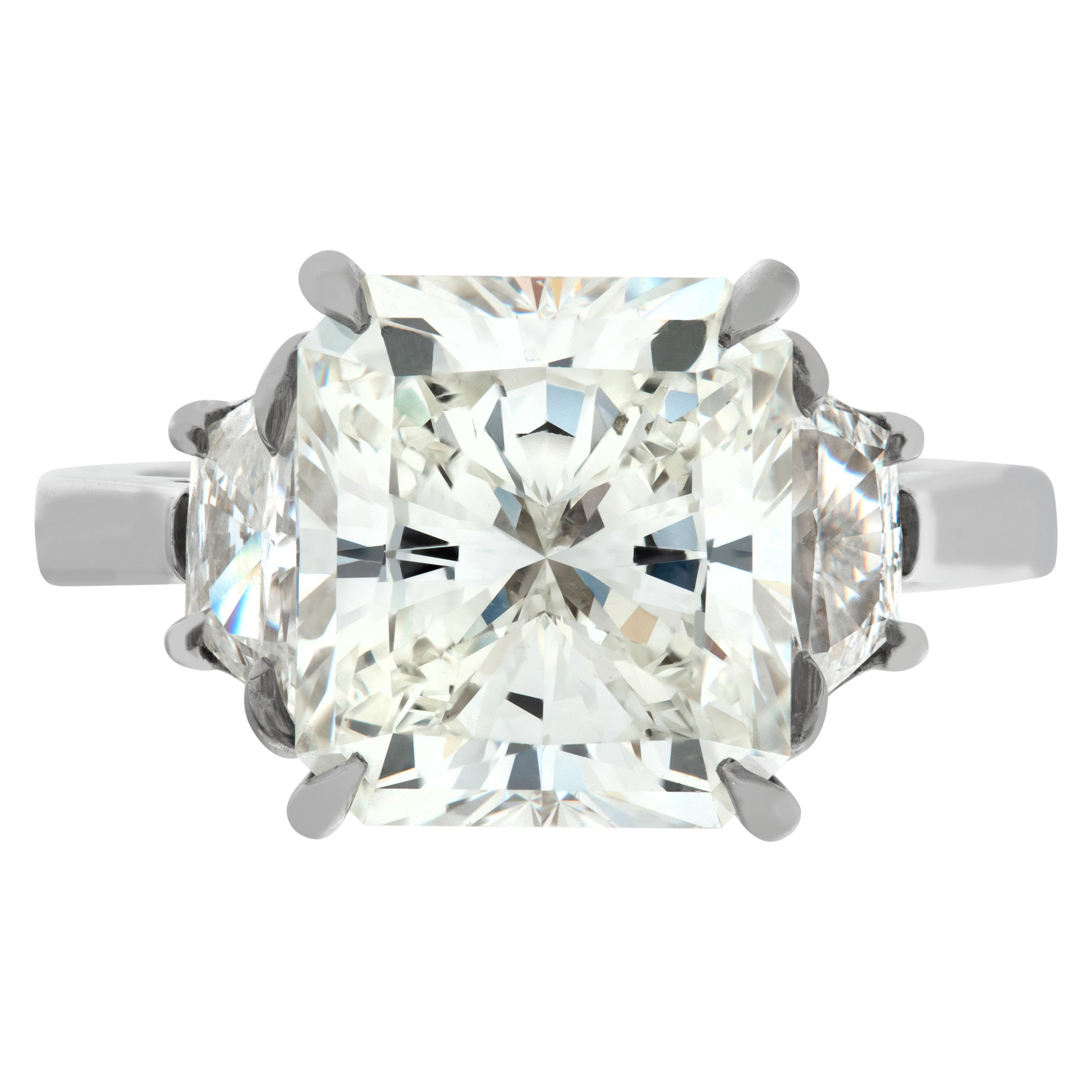 GIA certified cut-cornered rectangular modified brilliant "RADIANT" cut diamond 5.07 carat ( I color, VS2 clarity) ring set in platinum image 2