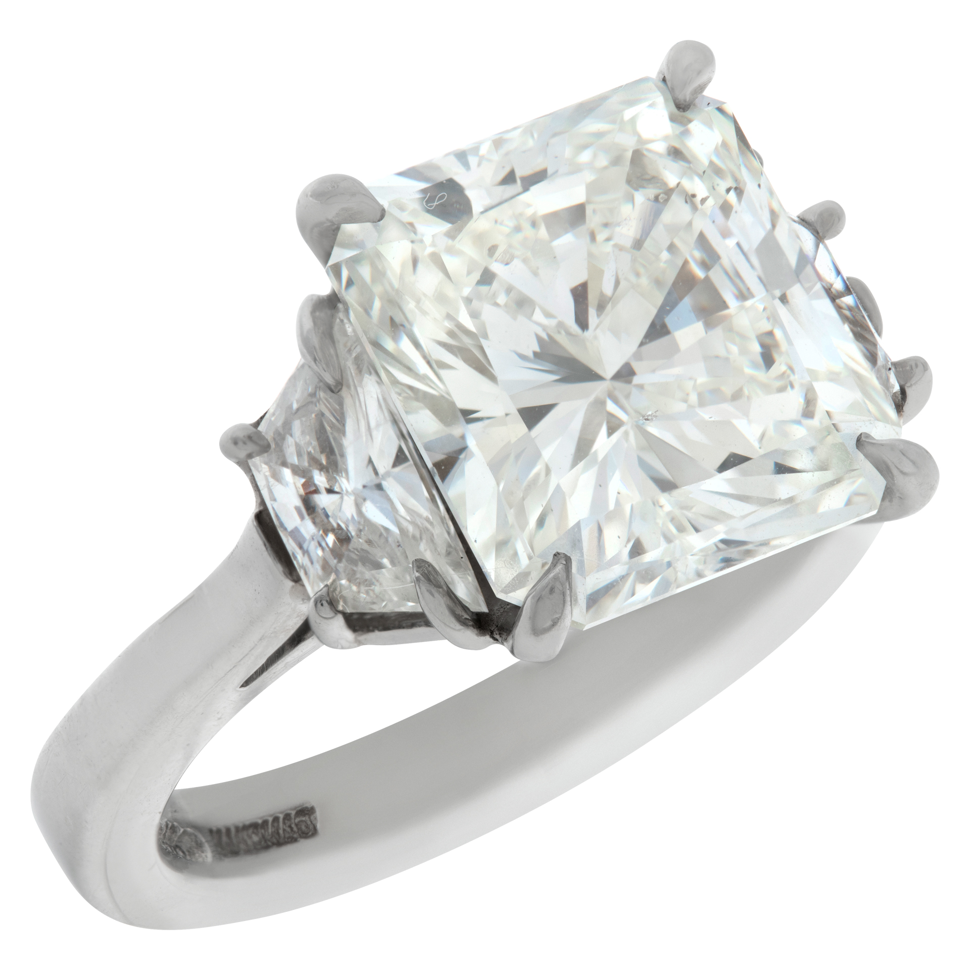 GIA certified cut-cornered rectangular modified brilliant "RADIANT" cut diamond 5.07 carat ( I color, VS2 clarity) ring set in platinum image 3