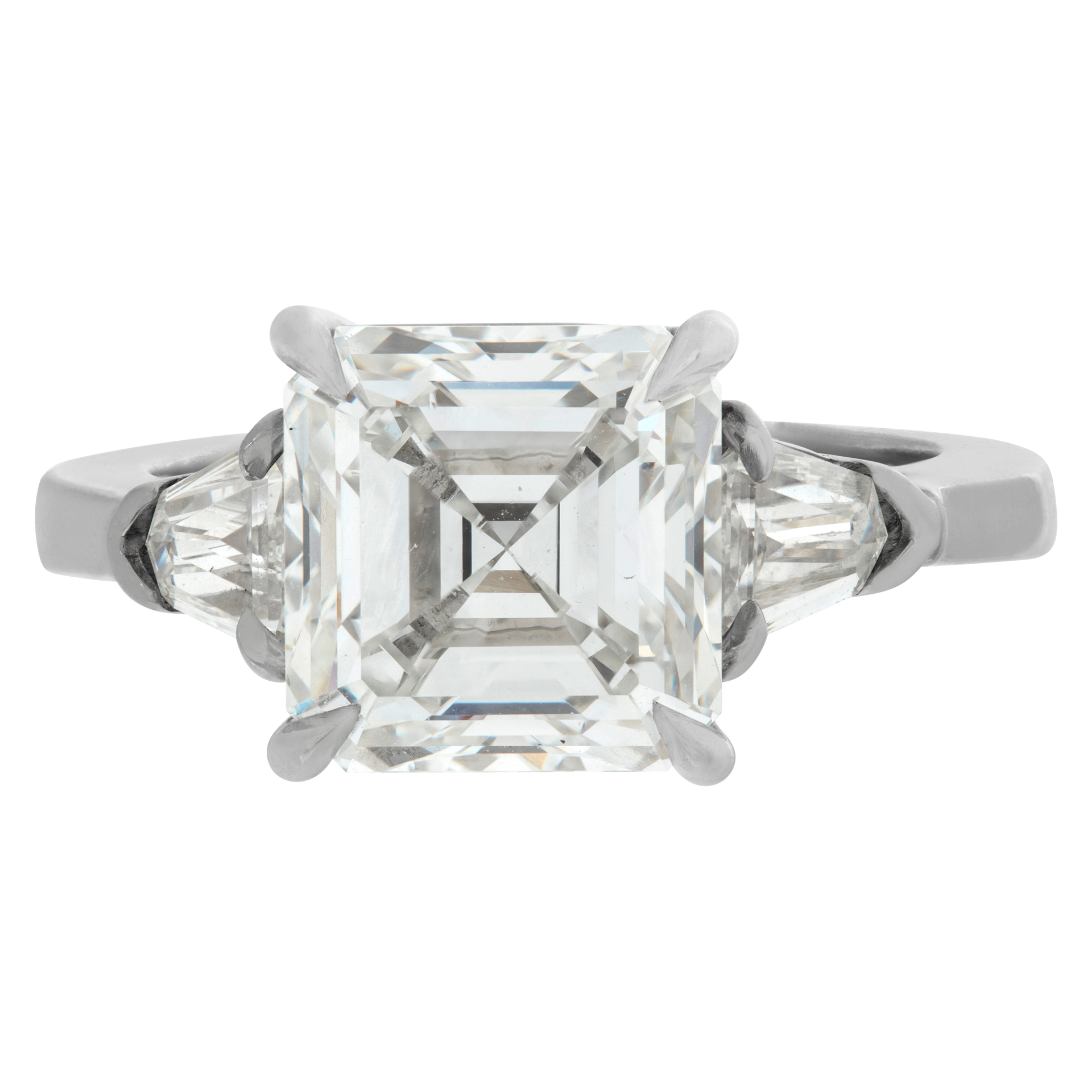 GIA certified square emerald cut diamond 4.08 carat (G color, VVS1 clarity) ring set in platinum (Stones) image 2