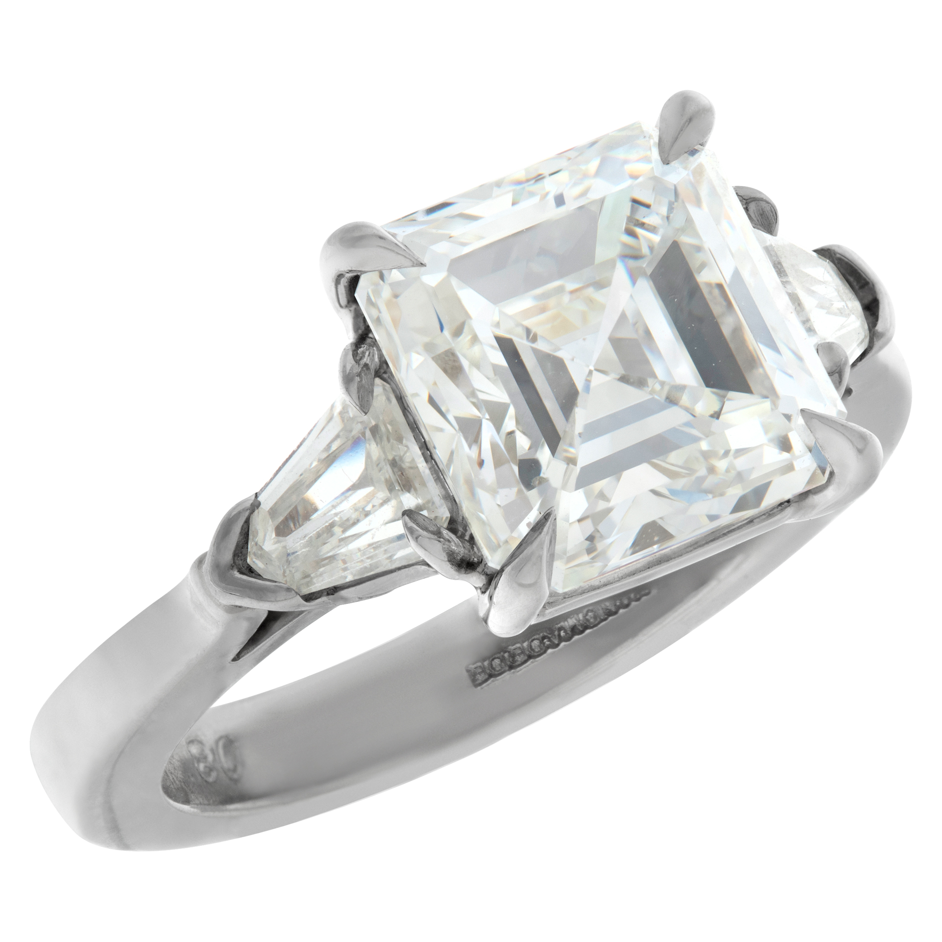 GIA certified square emerald cut diamond 4.08 carat (G color, VVS1 clarity) ring set in platinum (Stones) image 3