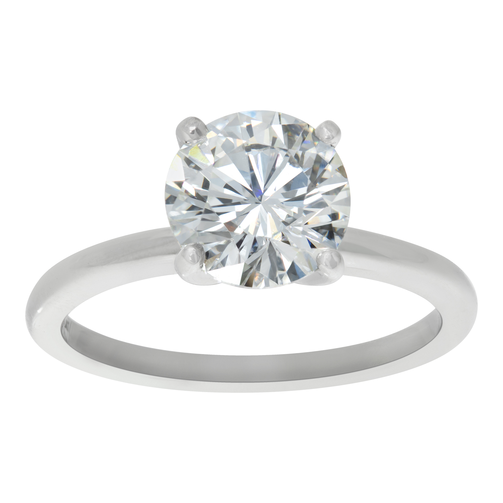 GIA certified round brilliant diamond 2 carat (H color, SI1 clarity) ring set in platinum 4 prong setting image 1
