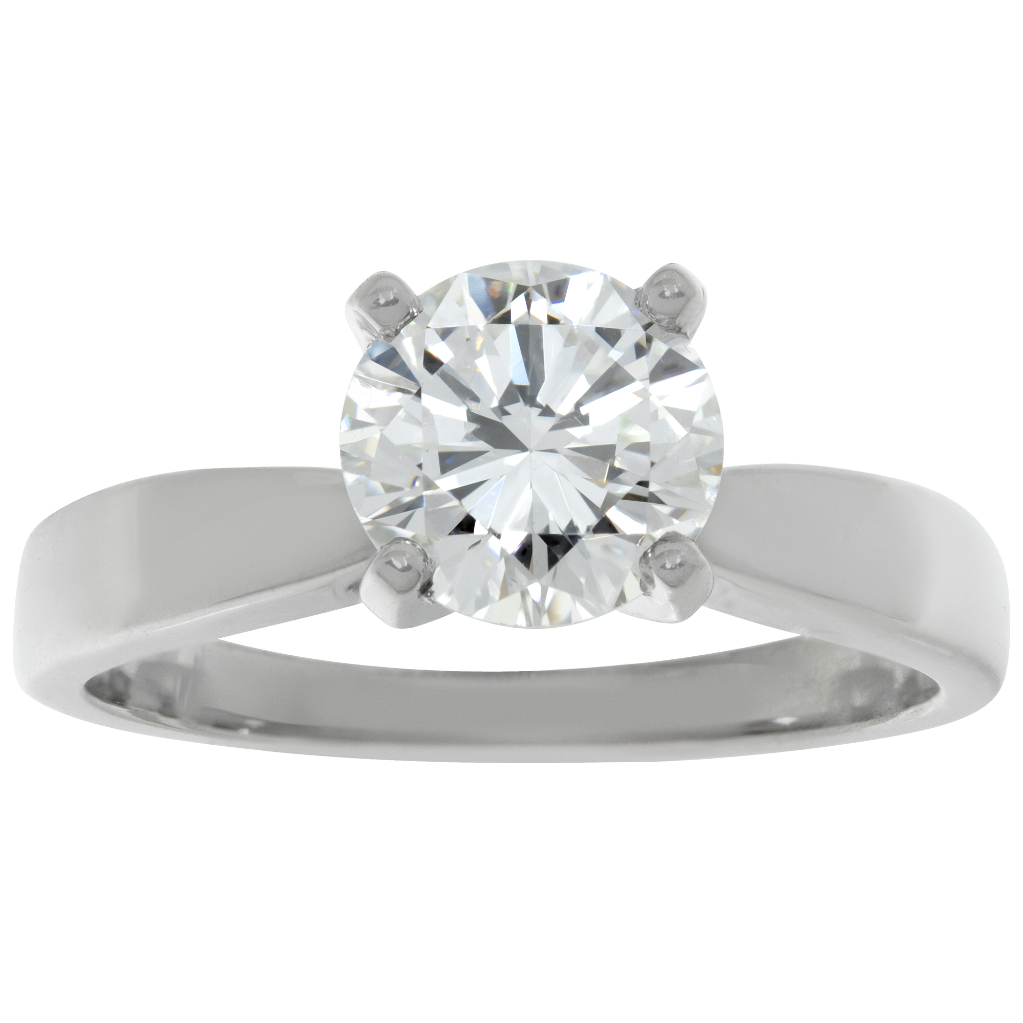 GIA certified round brilliant cut diamond 1.66 carat (G color, VS2 clarity) ring set in platinum image 1