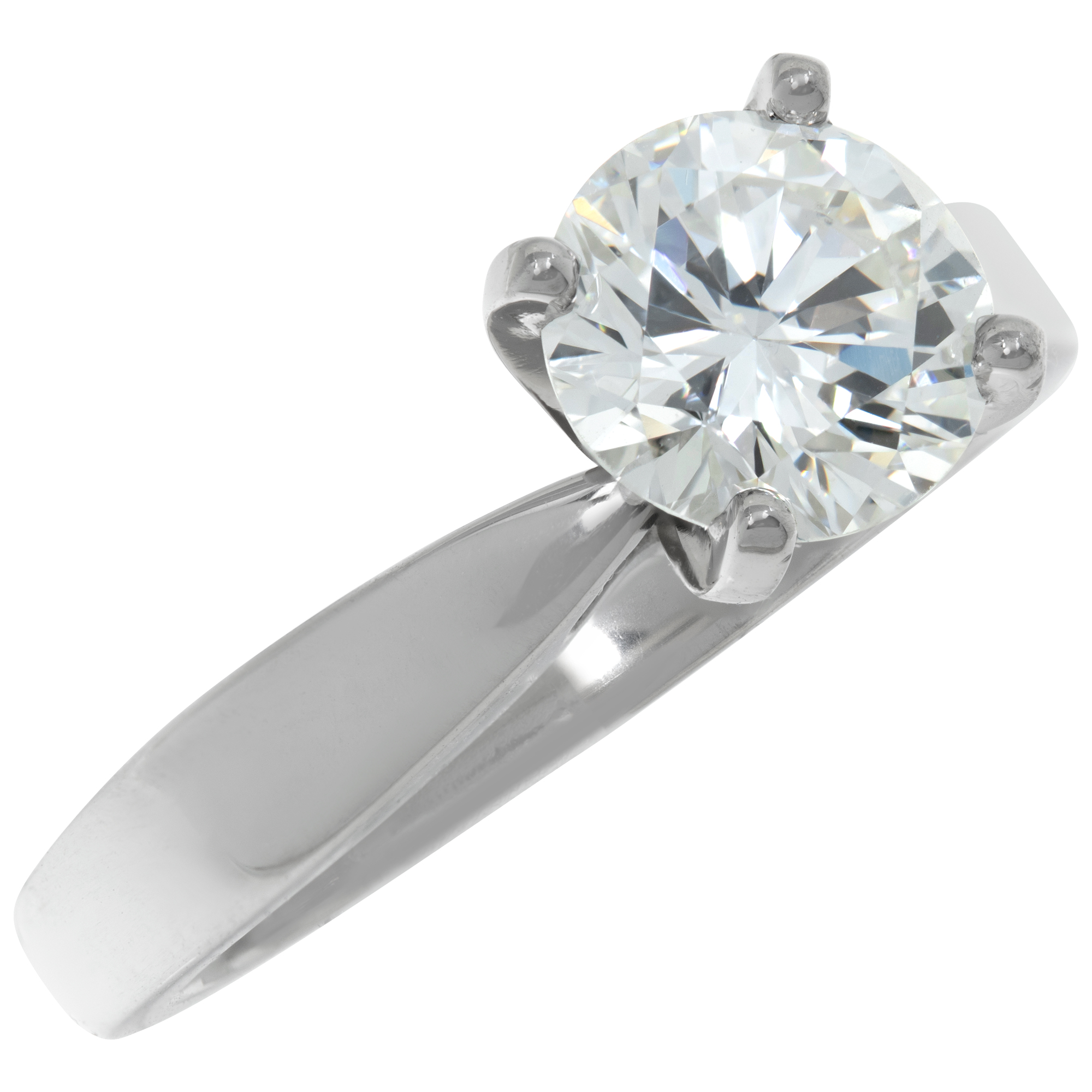 GIA certified round brilliant cut diamond 1.66 carat (G color, VS2 clarity) ring set in platinum image 3