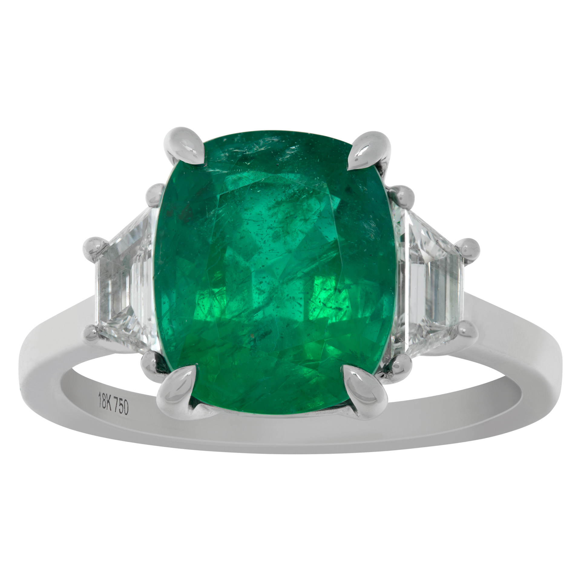GIA certified 4.11 carat natural beryl cushion cut emerald ring image 1