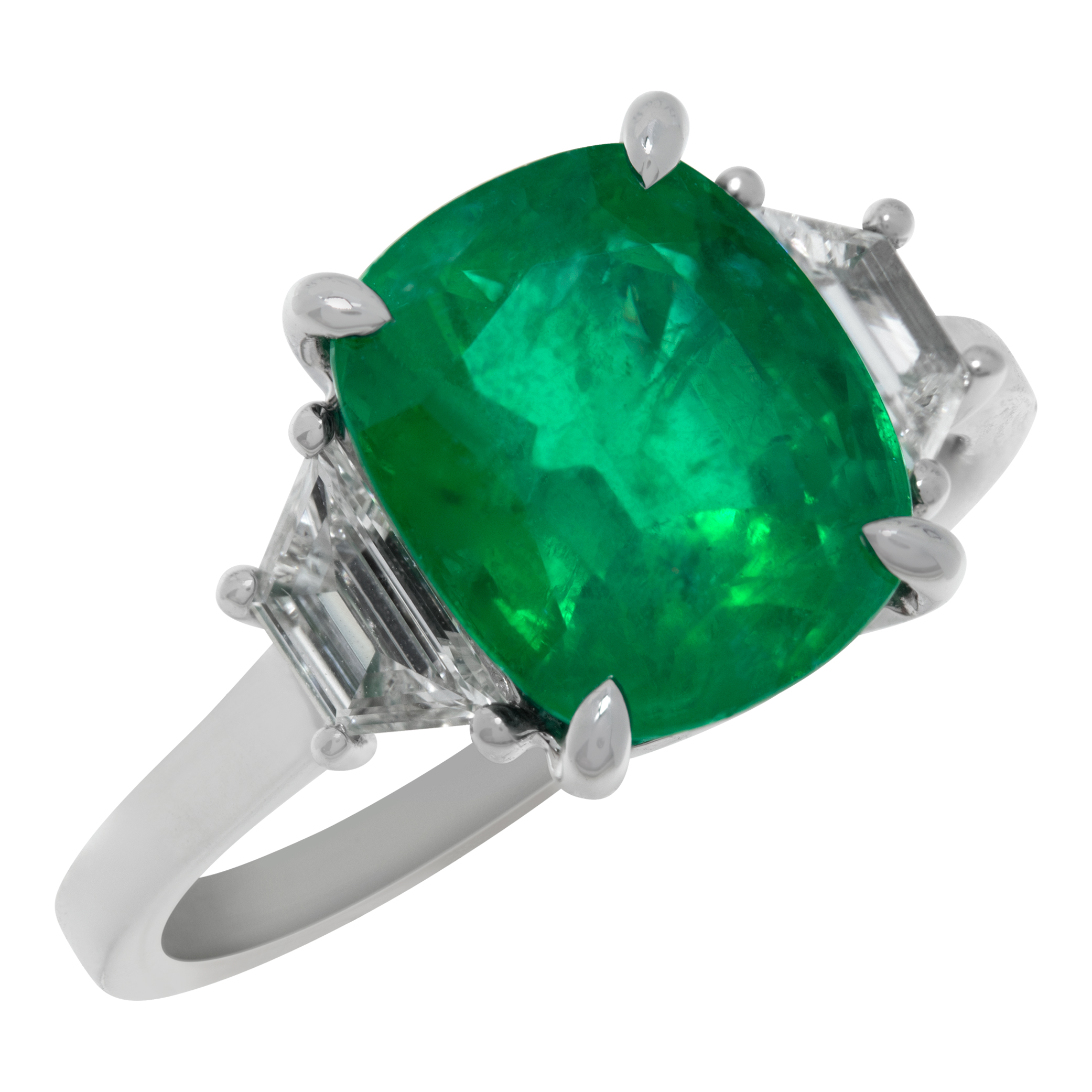 GIA certified 4.11 carat natural beryl cushion cut emerald ring image 3