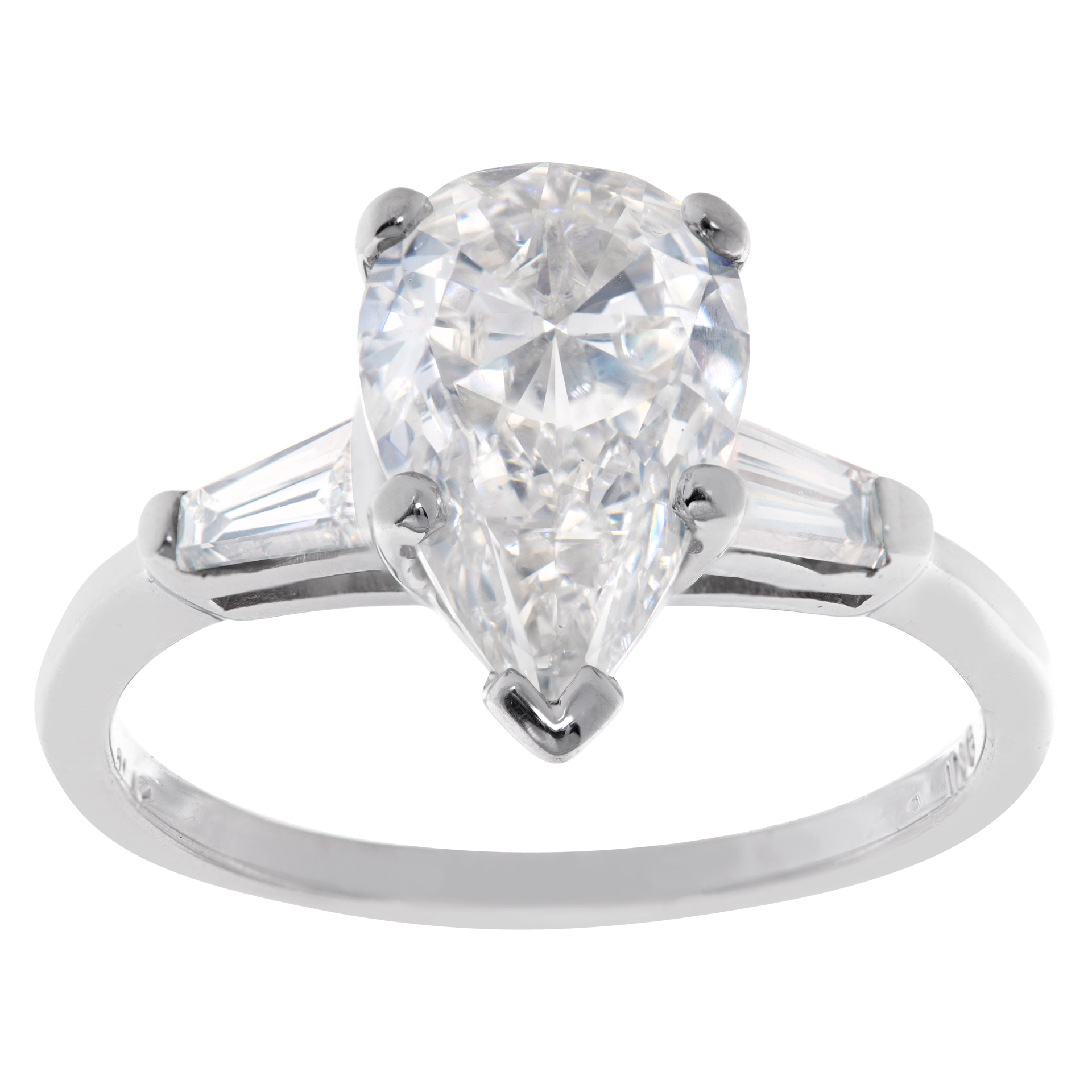 GIA Certified pear shaped diamond ring with 2.08 carat diamond (I color, VS2 clarity). in platinum setting image 1