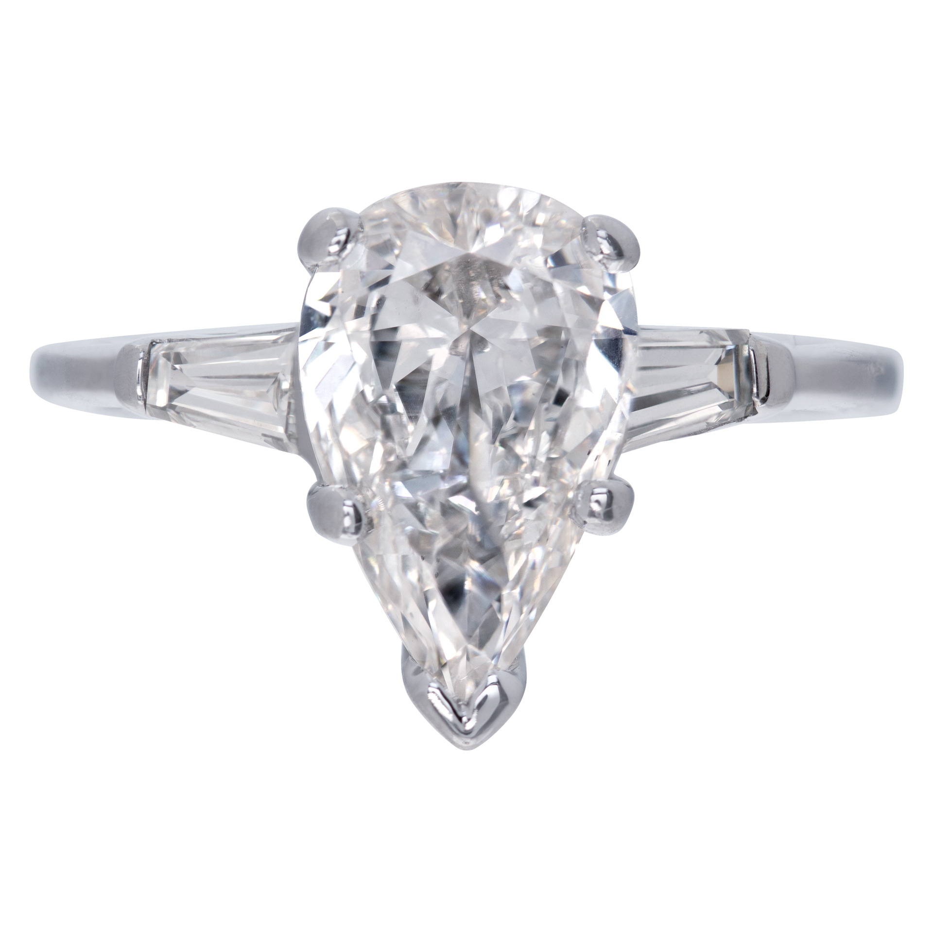 GIA Certified pear shaped diamond ring with 2.08 carat diamond (I color, VS2 clarity). in platinum setting image 2