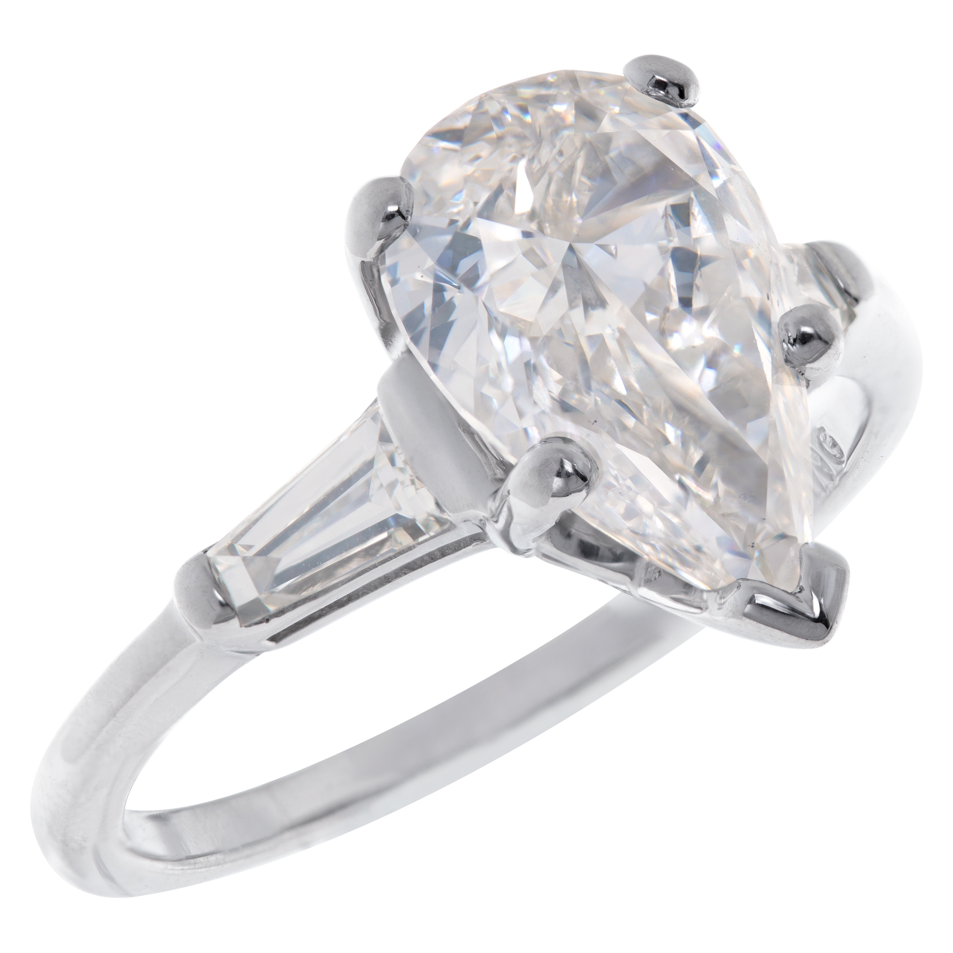 GIA Certified pear shaped diamond ring with 2.08 carat diamond (I color, VS2 clarity). in platinum setting image 3
