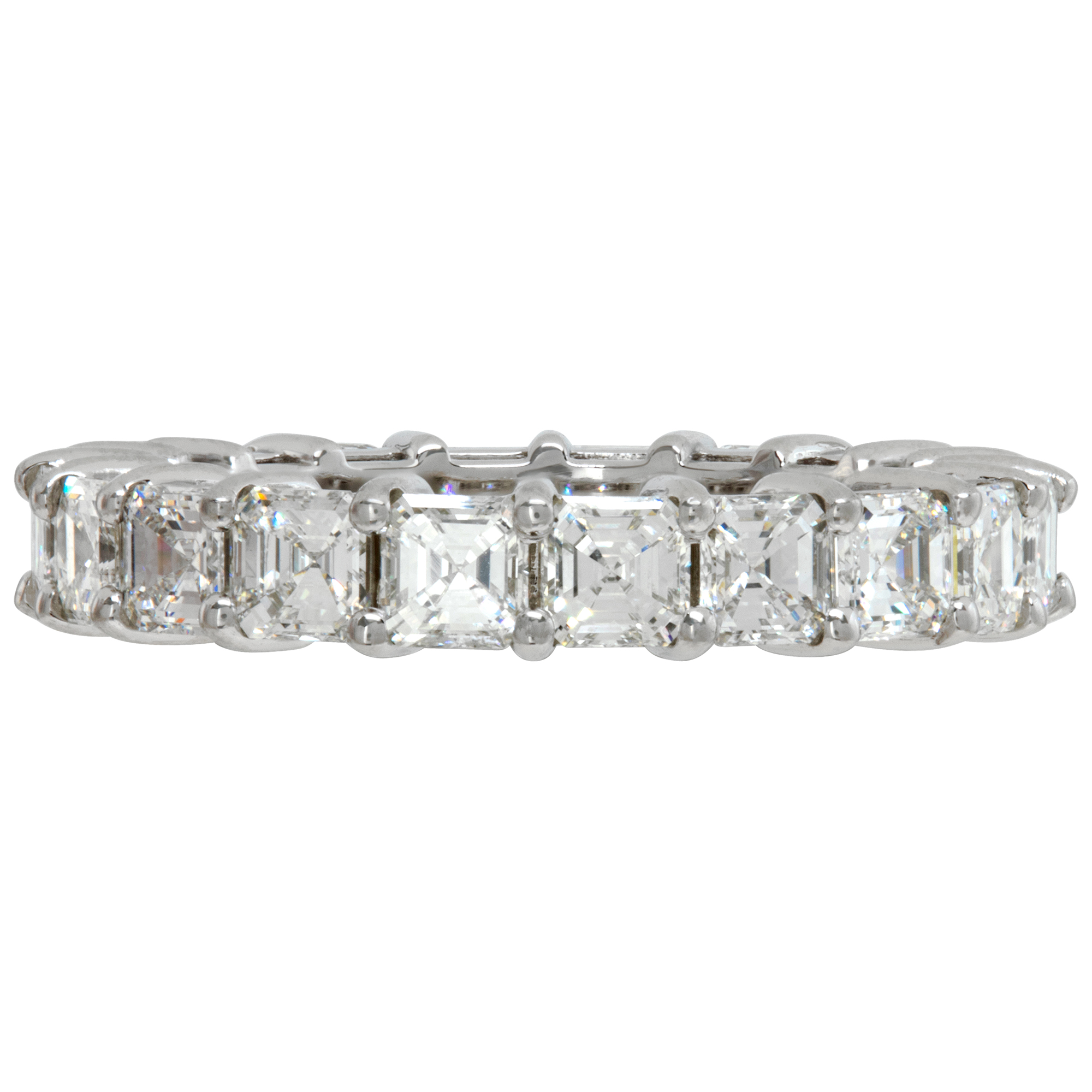 Ascher cut diamond eternity band in platinum with approximately 4.00 carats in diamonds. Size 6 image 2