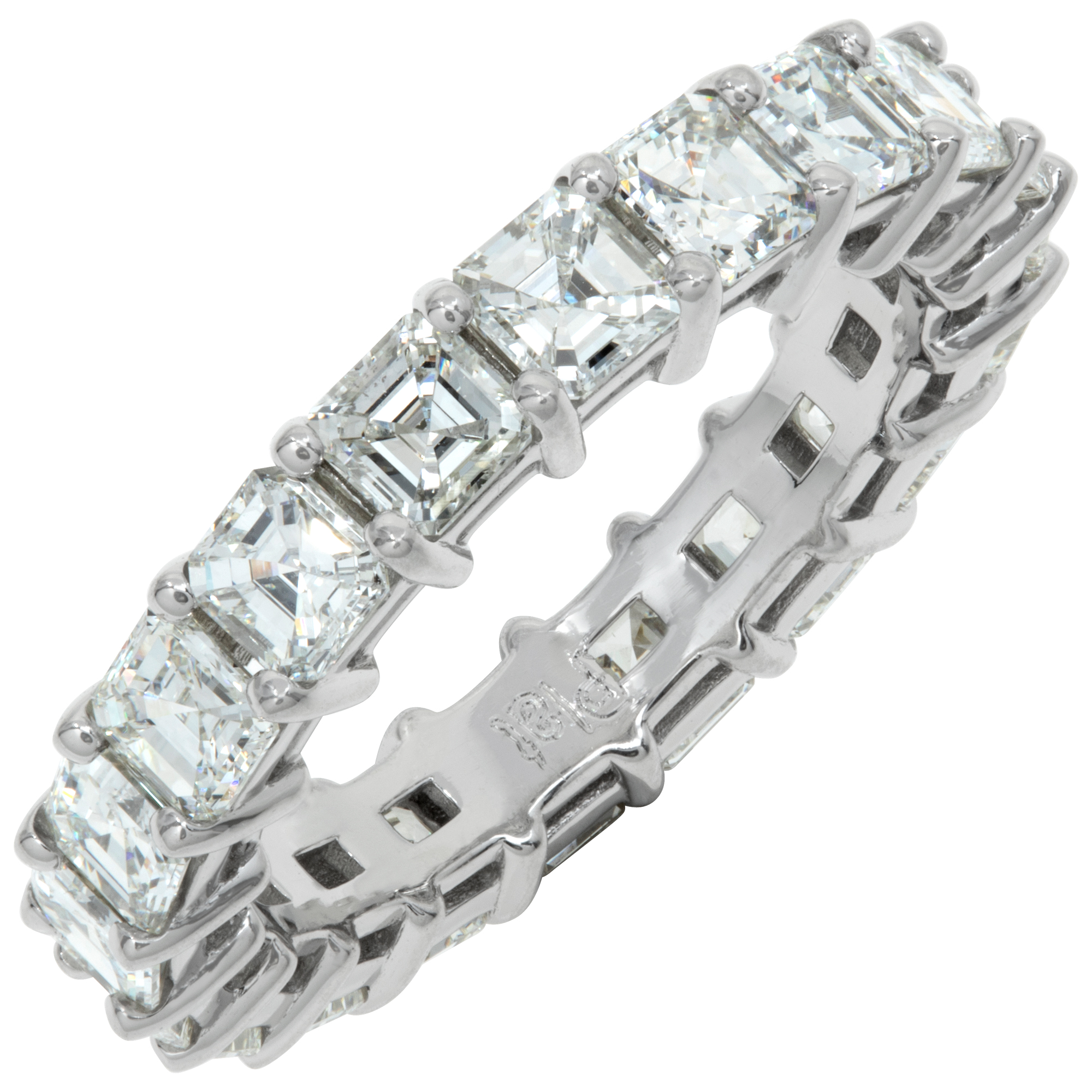 Ascher cut diamond eternity band in platinum with approximately 4.00 carats in diamonds. Size 6 image 3