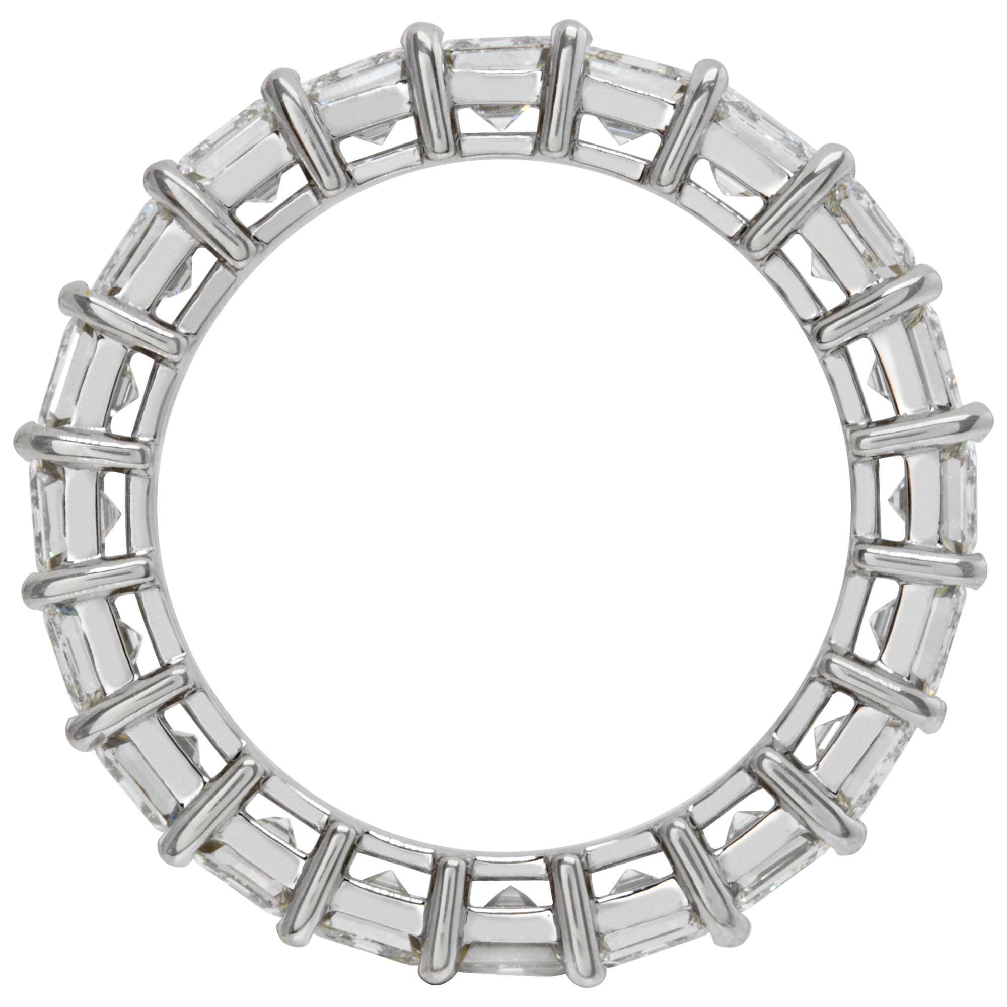 Ascher cut diamond eternity band in platinum with approximately 4.00 carats in diamonds. Size 6 image 4