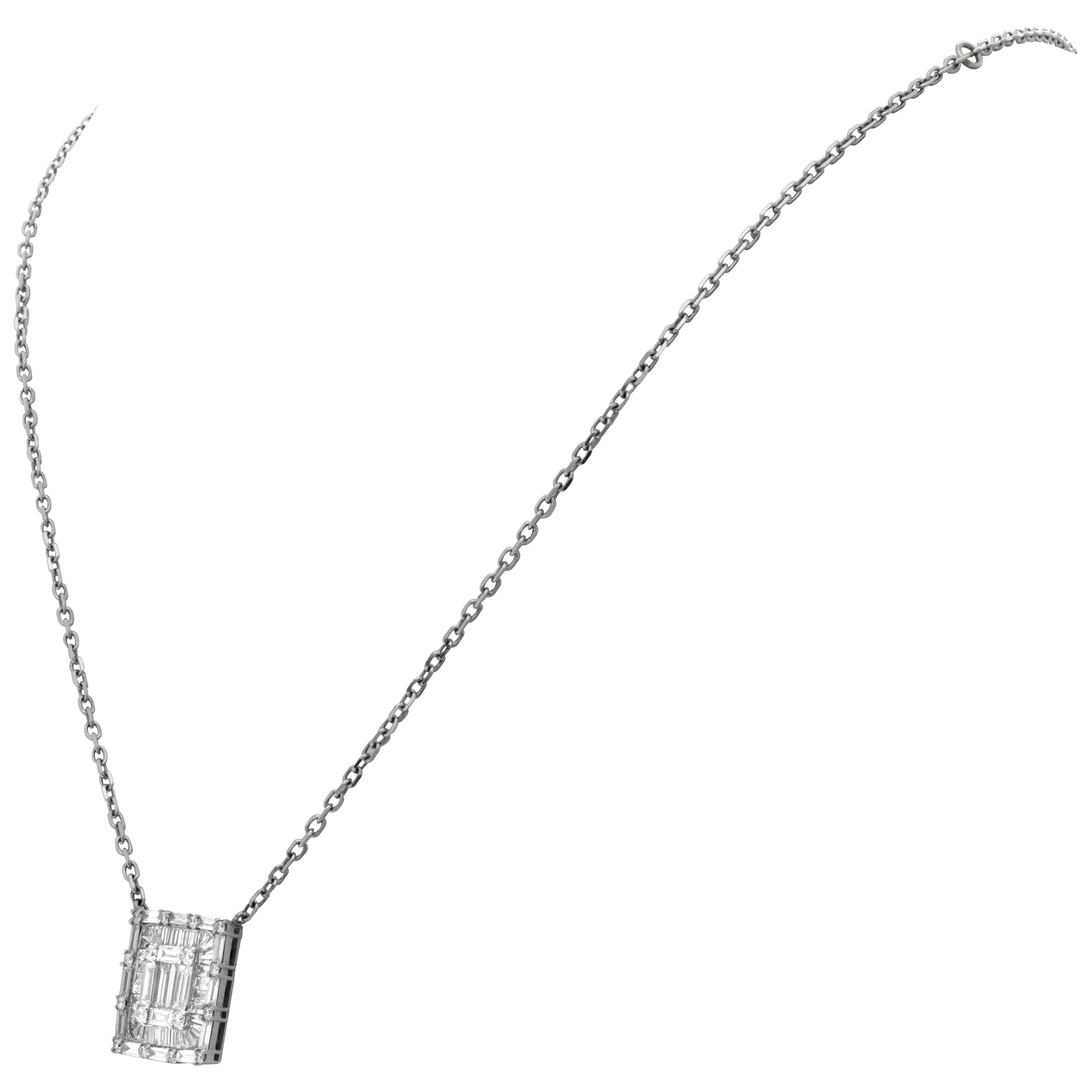 Illusion set diamond pendant necklace in 14k white gold (Stones)