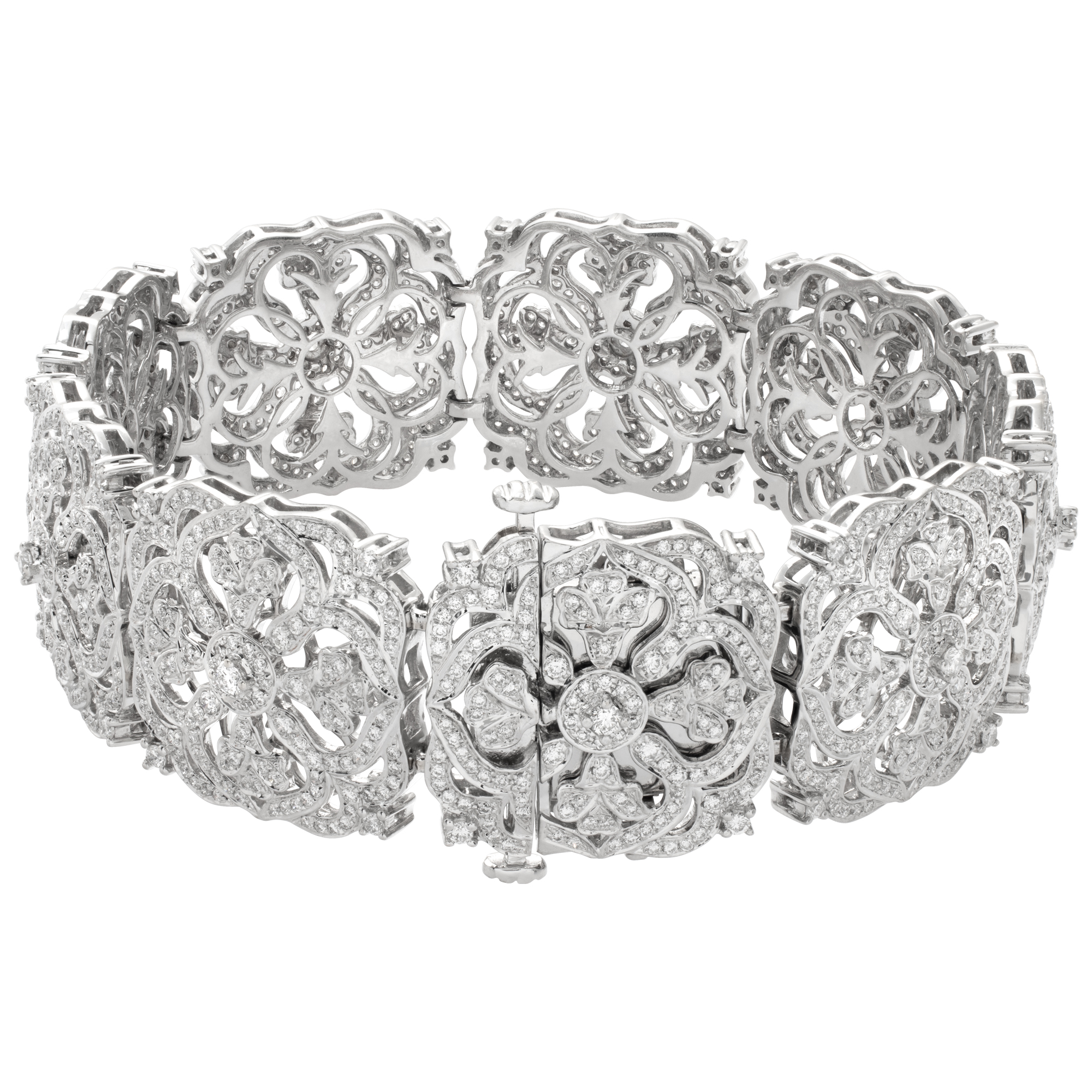 Charles Krypell diamond pave floral amulet bracelet in 18k white gold with approximately 9 carats in G-H, VS diamonds image 3