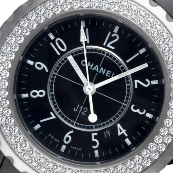 Chanel J12 Diamond Black Ceramic Watch H0949, CHANEL
