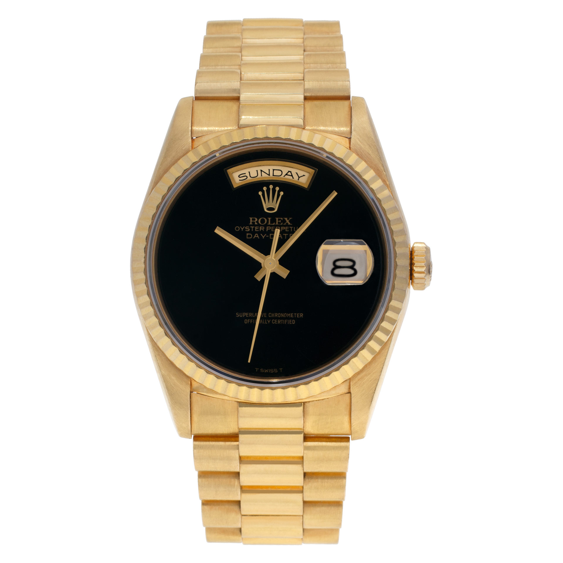rolex gold day date onyx dial no markers