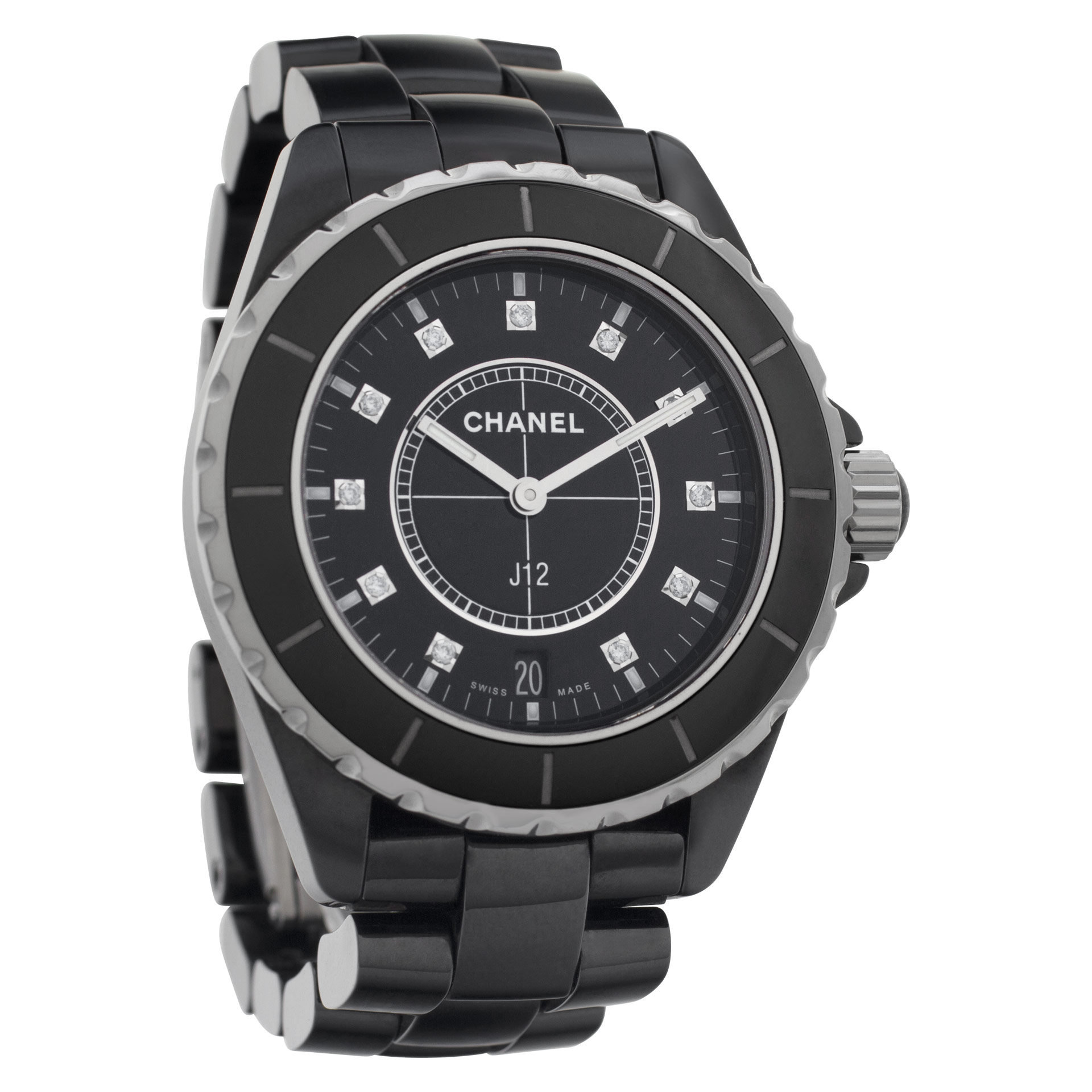 Pre-owned Chanel J12 H2124 Ceramic Black dial 38mm Quartz watch