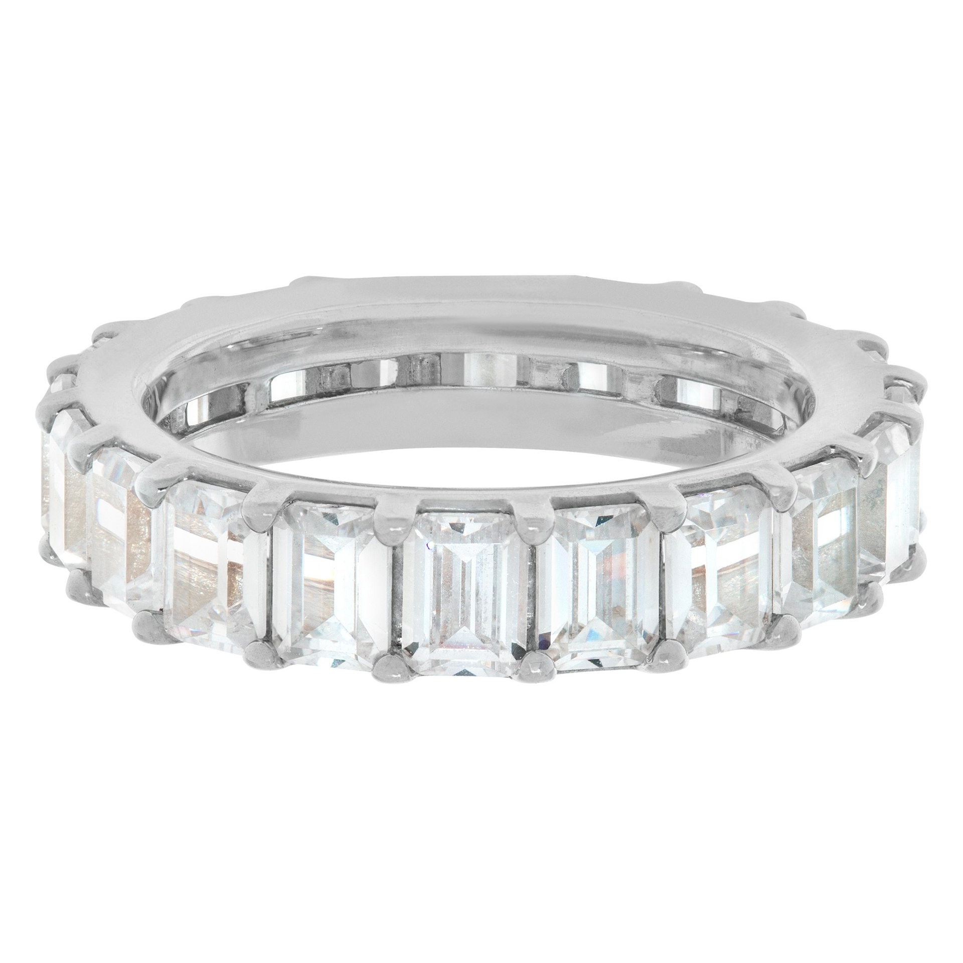 6.0ct Emerald Cut Diamond eternity band and ring