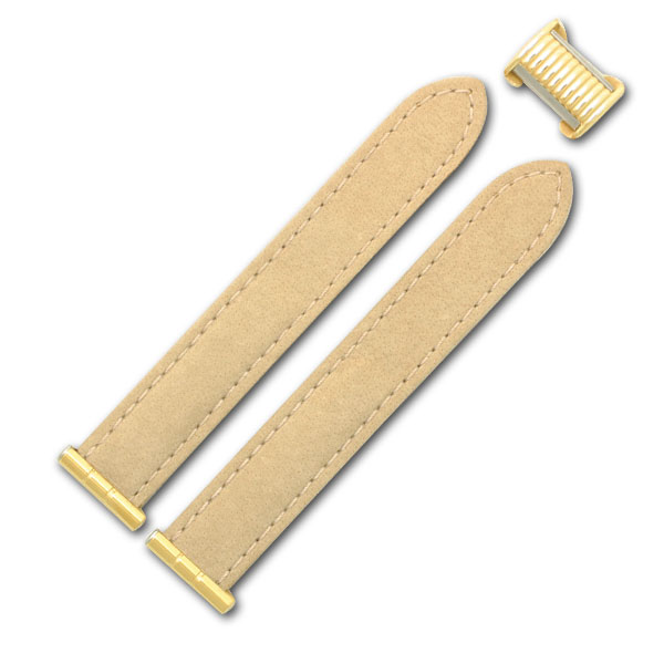 Ladies Boucheron Reflet medium yellow gold cream suede leather strap (17x17)