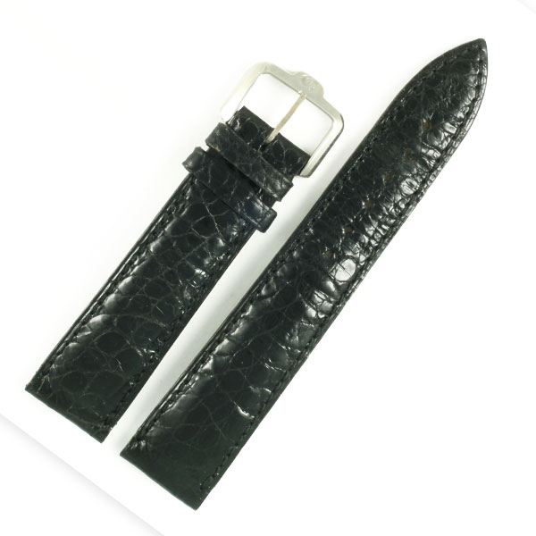 Paul Picot black alligator strap with stainless steel tang buckle