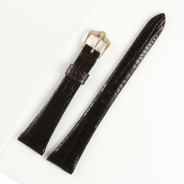 Omega dark chocolate brown lizard strap (16x9)
