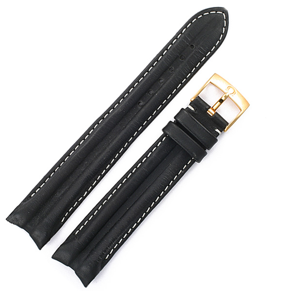 Omega black leather strap. (18x16)