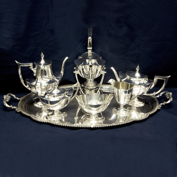 Gorham 8 Piece sterling silver Tea/Coffee set with Kettle & tray. over 257 ounces troy