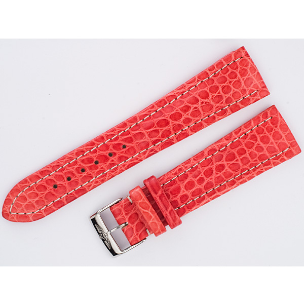 Breitling red crocodile strap with stainless steel buckle (22x18)