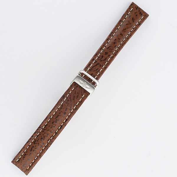 Breitling light brown shark skin strap with stainless steel deployant buckle (15x14)