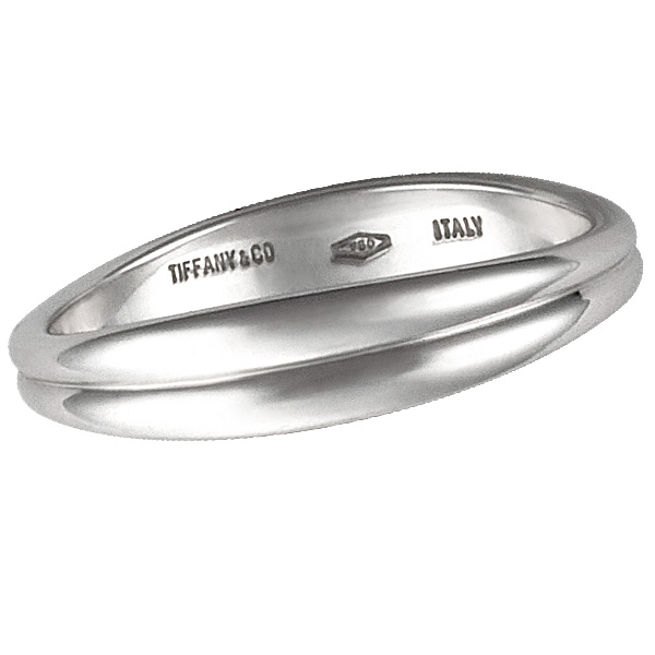 Tiffany & Co. double row band 18k white gold ring