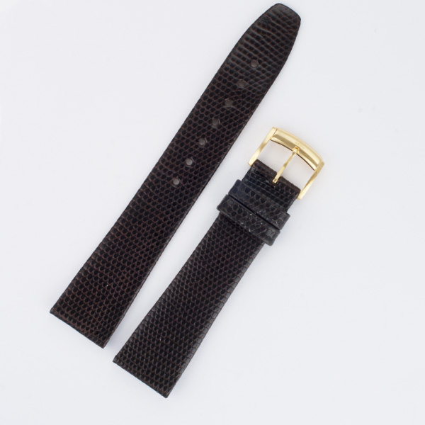 Baume & Mercier dark brown lizard strap with tang buckle (19x16)