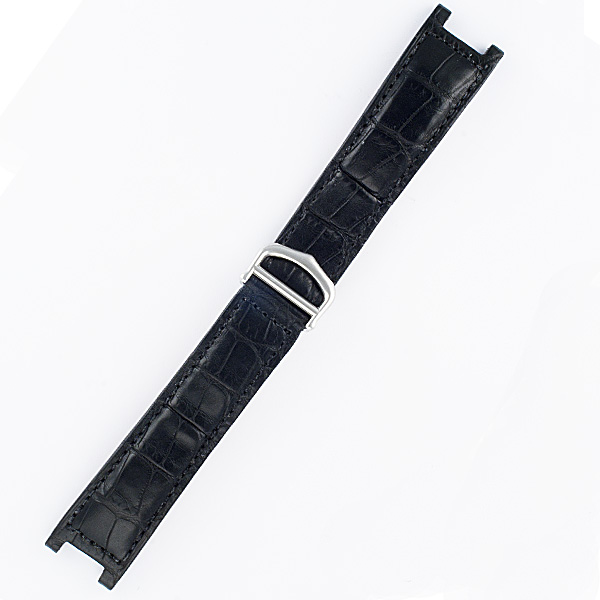 Cartier Pasha Black Alligator Strap with Stainless Steel Deploment Buckle (20x18)