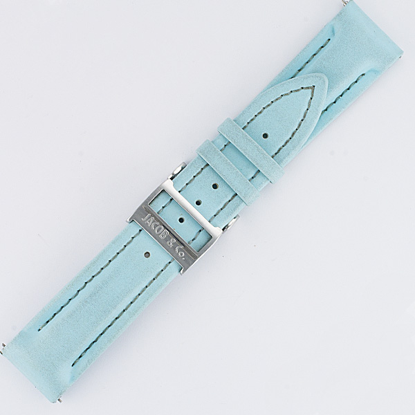 Jacob & Co. Polyurethane Water Resistant Light Blue Strap 18mm x 16mm with Deployant Buckle.