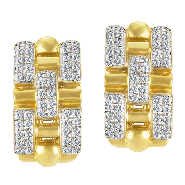 Diamond Earrings In 14k With Approximately 1.0 Carats In Round Pave Set Diamonds