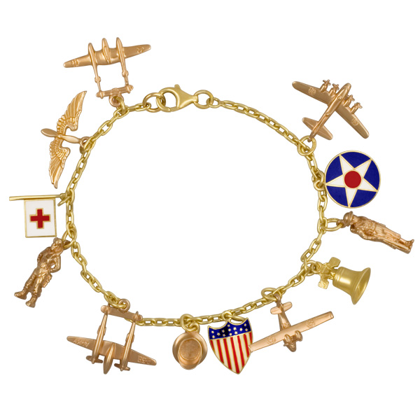 Military theme assorted charm bracelet
