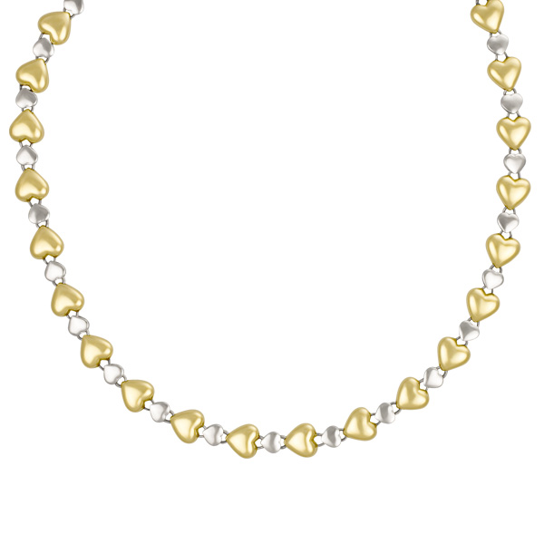 Italian Hearts Necklace In 14k White And Yellow Gold