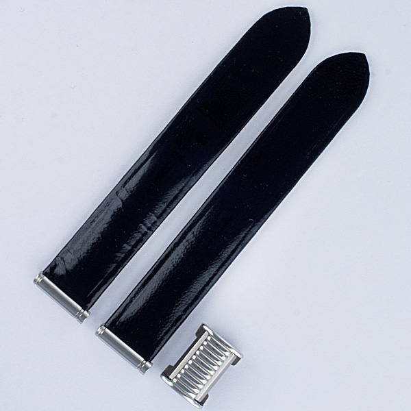 Boucheron Solis black lackered strap 15mm by lug end 3.5" length