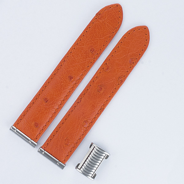 Boucheron Solis orange ostrich strap 17mm by lug end 3.5" length