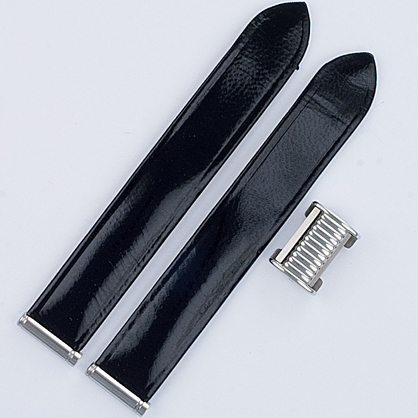 Boucheron Solis black lackered strap 15mm by lug end 3.5" length