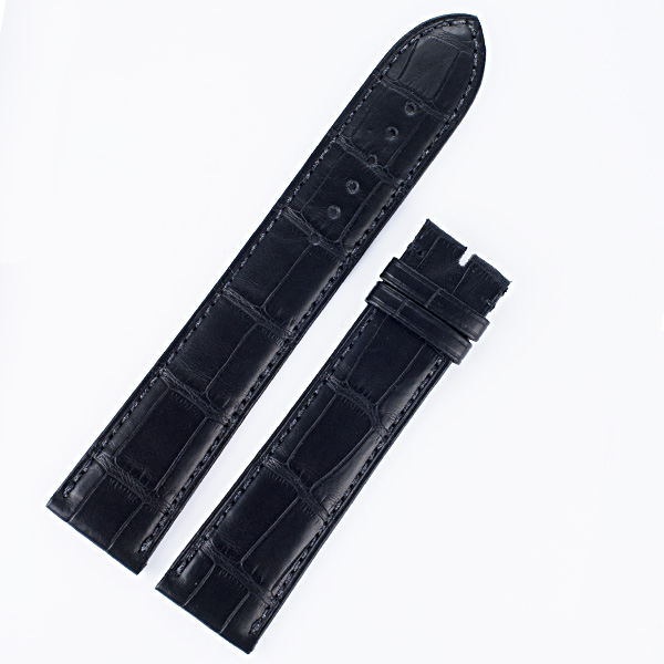 Piaget long matte black alligator strap 22x20 for tang buckle