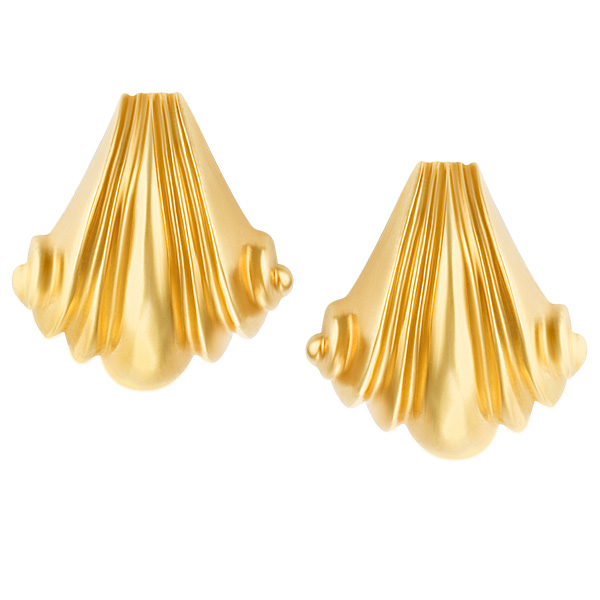 Art Deco inspired clip 18k earrings