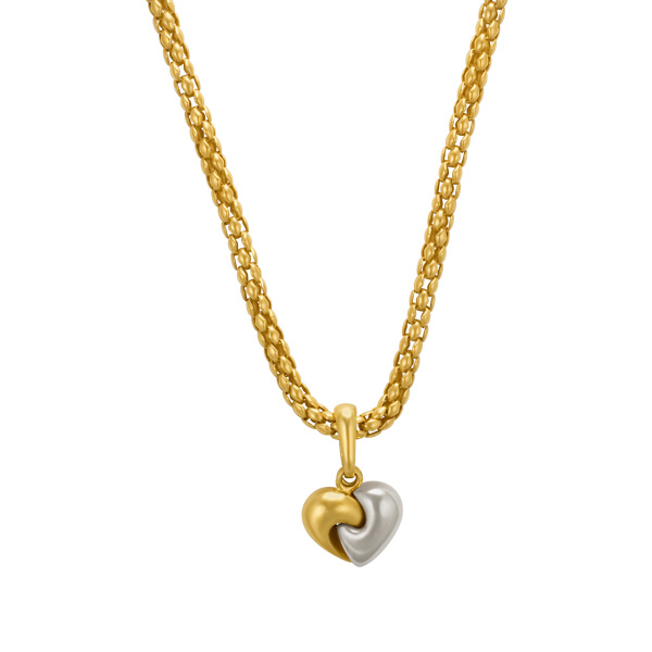 "Chenille" chain w/Chimento gold heart pendant w/additonal 18k & diamond heart pendant