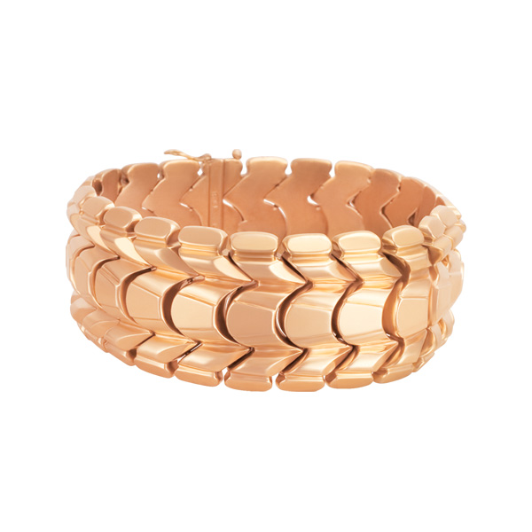 Wide link 18k pink bracelet