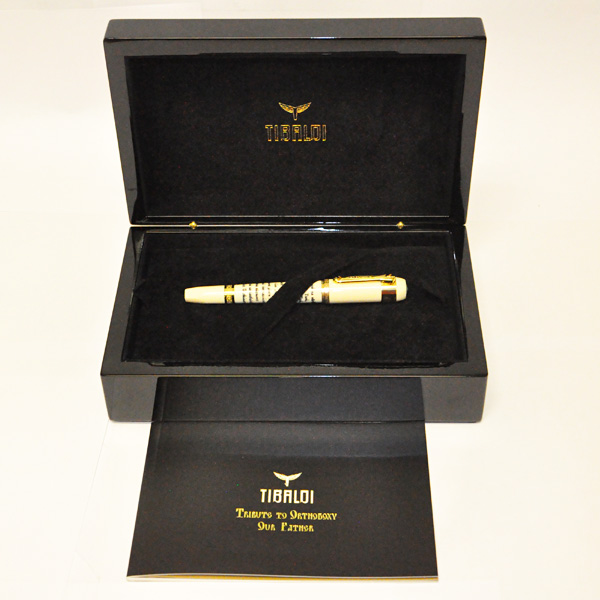 Tibaldi Tribute to Orthodoxy Our Father fountain pen in ivory.