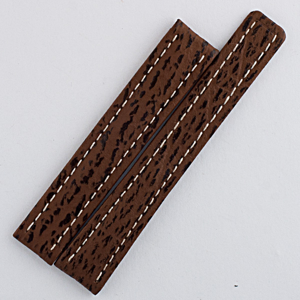 Breitling brown shark skin strap with white stitching (15x14)