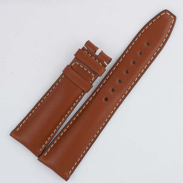Tag Heuer brown leather strap with white stitching (22x18)